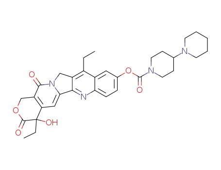 Molecular Structure of 130144-33-1 ([1,4'-Bipiperidine]-1'-carboxylic acid, 4,11-diethyl-3,4,12,14-tetrahydro-4-hydroxy-3,14-dioxo-1H-pyrano[3',4':6,7]indolizino[1,2-b]quinolin-9-yl ester, (+-)-)