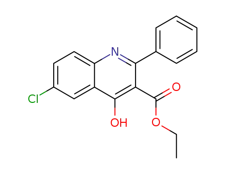 Molecular Structure of 93663-74-2 (3-Quinolinecarboxylic acid, 6-chloro-4-hydroxy-2-phenyl-, ethyl ester)