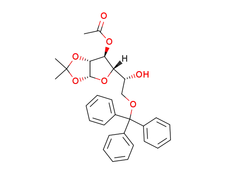 Molecular Structure of 109680-97-9 (3-Acetyl-1,2-O-isopropylidene-6-O-trityl-α-D-galactofuranose)