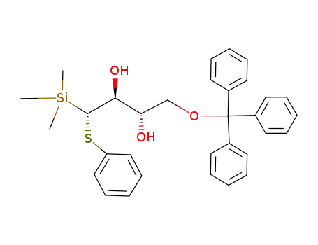 Molecular Structure of 144242-33-1 ((1S,2S,3S)-1-(phenylthio)-1-(trimethylsilyl)-4-O-(triphenylmethyl)butane-2,3,4-triol)