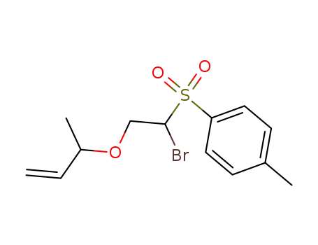Molecular Structure of 89478-90-0 (Benzene,
1-[[1-bromo-2-[(1-methyl-2-propenyl)oxy]ethyl]sulfonyl]-4-methyl-)