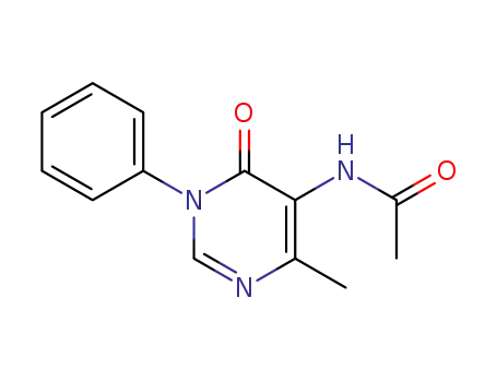 Molecular Structure of 89966-49-4 (N-(4-methyl-6-oxo-1-phenyl-1,6-dihydropyrimidin-5-yl)acetamide)
