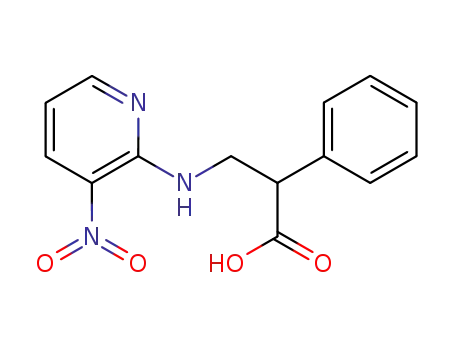 Molecular Structure of 90059-49-7 (Benzeneacetic acid, a-[[(3-nitro-2-pyridinyl)amino]methyl]-)