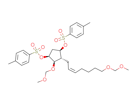 Molecular Structure of 106502-63-0 ((Z)-(1SR,2RS,3RS,4RS)-2-(2-oxapropyloxy)-3-(8,10-dioxa-2-undecenyl)-1,4-bis<(p-toluenesulfonyl)oxy>cyclopentane)