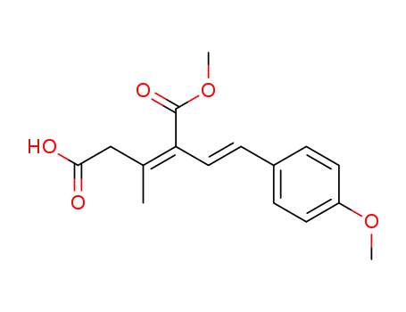 Molecular Structure of 135628-92-1 ((Z)-2-[(E)-2-(4-Methoxy-phenyl)-vinyl]-3-methyl-pent-2-enedioic acid 1-methyl ester)