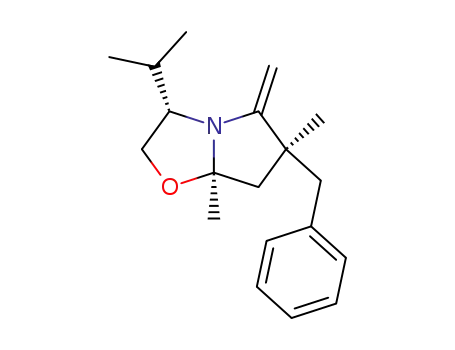 Molecular Structure of 116914-45-5 ((3S,6S,7aR)-6-Benzyl-3-isopropyl-6,7a-dimethyl-5-methylene-hexahydro-pyrrolo[2,1-b]oxazole)