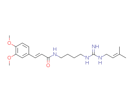 146269-39-8,caracasanamide,2-Propenamide,3-(3,4-dimethoxyphenyl)-N-[4-[[imino[(3-methyl-2-butenyl)amino]methyl]amino]butyl]-,(E)- (9CI); (E)-Caracasanamide; Caracasanamide