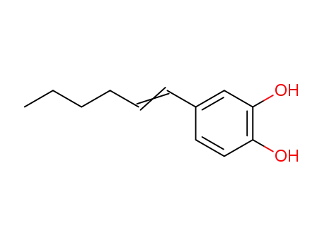 Molecular Structure of 100668-21-1 (1,2-Benzenediol, 4-(1-hexenyl)-)