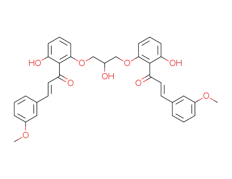 Molecular Structure of 146138-43-4 ((E)-1-[2-Hydroxy-6-(2-hydroxy-3-{3-hydroxy-2-[(E)-3-(3-methoxy-phenyl)-acryloyl]-phenoxy}-propoxy)-phenyl]-3-(3-methoxy-phenyl)-propenone)