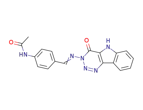 Molecular Structure of 135086-96-3 (N-(4-{(E)-[(4-oxo-2,4-dihydro-3H-[1,2,3]triazino[5,4-b]indol-3-yl)imino]methyl}phenyl)acetamide)