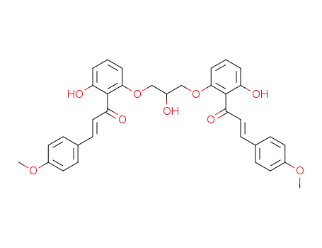 Molecular Structure of 146138-44-5 ((E)-1-[2-Hydroxy-6-(2-hydroxy-3-{3-hydroxy-2-[(E)-3-(4-methoxy-phenyl)-acryloyl]-phenoxy}-propoxy)-phenyl]-3-(4-methoxy-phenyl)-propenone)
