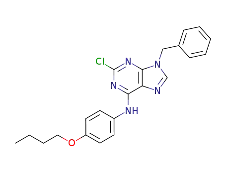 Molecular Structure of 125827-87-4 (9-benzyl-N-(4-butoxyphenyl)-2-chloro-9H-purin-6-amine)
