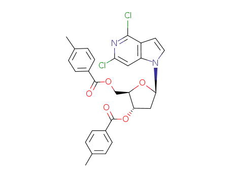 Molecular Structure of 91713-48-3 (4,6-Dichloro-1-<2-deoxy-3,5-bis-O-(4-methylbenzoyl)-β-D-erythro-pentofuranosyl>-1H-pyrrolo<3,2-c>pyridine)