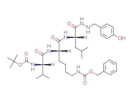 Molecular Structure of 150650-99-0 (1-(N-tert-butyloxycarbonyl-L-valyl-N<sub>ε</sub>-benzyloxycarbonyl-L-lysyl-L-leucyl)-2-(4-hydroxybenzyl) hydrazine)