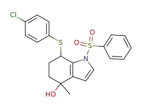 Molecular Structure of 146564-05-8 (1-Benzenesulfonyl-7-(4-chloro-phenylsulfanyl)-4-methyl-4,5,6,7-tetrahydro-1H-indol-4-ol)
