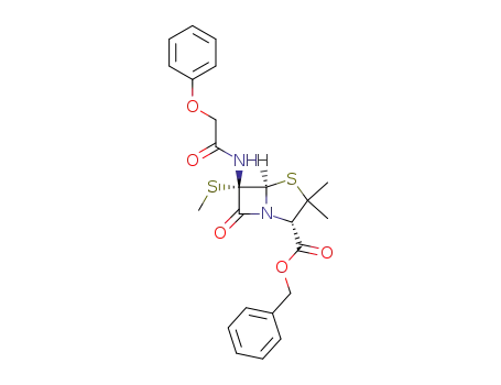 Molecular Structure of 55367-05-0 (Benzyl 6α-(methylthio)-6β-(phenoxyacetamido)penicillanate)