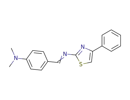 Molecular Structure of 19959-14-9 (N,N-dimethyl-4-[(4-phenyl-1,3-thiazol-2-yl)iminomethyl]aniline)