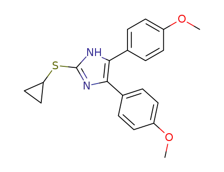 Molecular Structure of 75849-98-8 (1H-Imidazole, 2-(cyclopropylthio)-4,5-bis(4-methoxyphenyl)-)