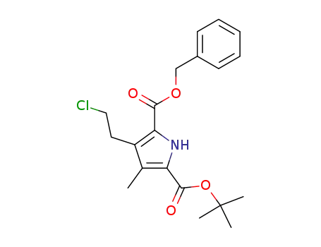 Molecular Structure of 89909-57-9 (1H-Pyrrole-2,5-dicarboxylic acid, 3-(2-chloroethyl)-4-methyl-,
5-(1,1-dimethylethyl) 2-(phenylmethyl) ester)