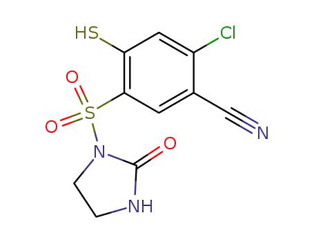 Molecular Structure of 160985-01-3 (1-(4-chloro-5-cyano-2-mercaptobenzenesulphonyl)-2-imidazolidinone)