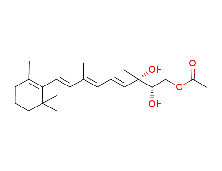 Molecular Structure of 166584-42-5 (Acetic acid (4E,6E,8E)-(2S,3S)-2,3-dihydroxy-3,7-dimethyl-9-(2,6,6-trimethyl-cyclohex-1-enyl)-nona-4,6,8-trienyl ester)