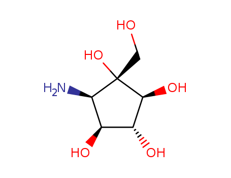 Molecular Structure of 151061-97-1 (1,2,3,4-Cyclopentanetetrol,5-amino-1-(hydroxymethyl)-, (1R,2S,3R,4S,5R)-)
