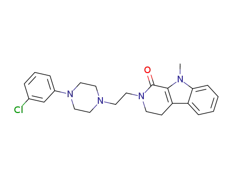 Molecular Structure of 184691-52-9 (2-{2-[4-(3-chlorophenyl)piperazin-1-yl]ethyl}-9-methyl-2,3,4,9-tetrahydro-1H-beta-carbolin-1-one)