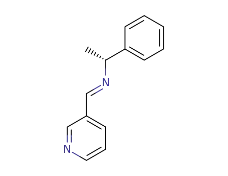 Molecular Structure of 1000387-97-2 (((R)-1-Phenyl-ethyl)-[1-pyridin-3-yl-meth-(E)-ylidene]-amine)