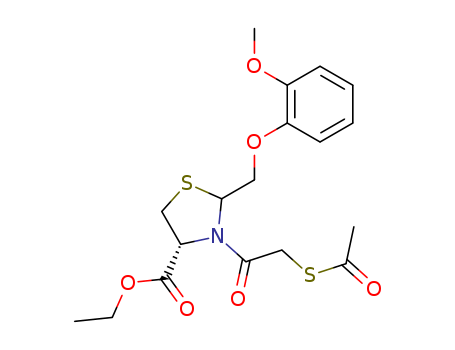 103181-51-7,ethyl 3-[(acetylsulfanyl)acetyl]-2-[(2-methoxyphenoxy)methyl]-1,3-thiazolidine-4-carboxylate,4-Thiazolidinecarboxylicacid, 3-[(acetylthio)acetyl]-2-[(2-methoxyphenoxy)methyl]-, ethyl ester (9CI)