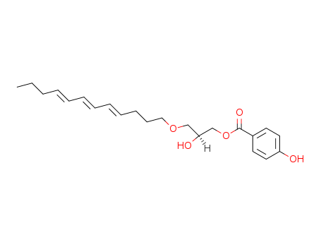 Molecular Structure of 123231-46-9 (Benzoic acid,4-hydroxy-, (2S)-3-[(4E,6E,8E)-4,6,8-dodecatrienyloxy]-2-hydroxypropyl ester(9CI))
