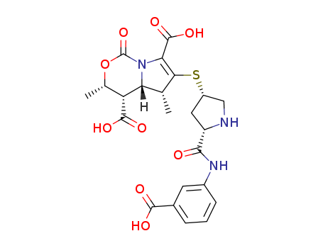 866186-68-7,(3S,4S,4aS,5R)-6-[[(3S,5S)-5-[[(3-Carboxyphenyl)aMino]carbonyl]-3-pyrrolidinyl]thio]-3,4,4a,5-tetrahydro-3,5-diMethyl-1-oxo-1H-pyrrolo[1,2-c][1,3]oxazine-4,7-dicarboxylic Acid,(3S,4S,4aS,5R)-6-[[(3S,5S)-5-[[(3-Carboxyphenyl)aMino]carbonyl]-3-pyrrolidinyl]thio]-3,4,4a,5-tetrahydro-3,5-diMethyl-1-oxo-1H-pyrrolo[1,2-c][1,3]oxazine-4,7-dicarboxylic Acid