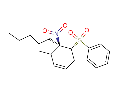 Molecular Structure of 106185-57-3 (Benzene, [(5-methyl-6-nitro-6-pentyl-3-cyclohexen-1-yl)sulfonyl]-)