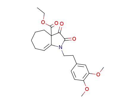 Molecular Structure of 130655-38-8 (1-[2-(3,4-Dimethoxy-phenyl)-ethyl]-2,3-dioxo-2,3,4,5,6,7-hexahydro-1H-cyclohepta[b]pyrrole-3a-carboxylic acid ethyl ester)