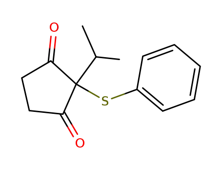 Molecular Structure of 90036-76-3 (1,3-Cyclopentanedione, 2-(1-methylethyl)-2-(phenylthio)-)