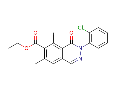 Molecular Structure of 73726-05-3 (6-Phthalazinecarboxylic acid,
3-(2-chlorophenyl)-3,4-dihydro-5,7-dimethyl-4-oxo-, ethyl ester)