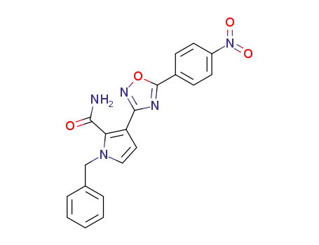 Molecular Structure of 821004-41-5 (1H-Pyrrole-2-carboxamide,
3-[5-(4-nitrophenyl)-1,2,4-oxadiazol-3-yl]-1-(phenylmethyl)-)