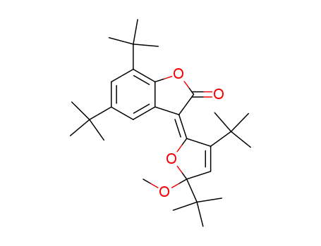 Molecular Structure of 80360-46-9 (2(3H)-Benzofuranone,
3-[3,5-bis(1,1-dimethylethyl)-5-methoxy-2(5H)-furanylidene]-5,7-bis(1,1-
dimethylethyl)-, (E)-)