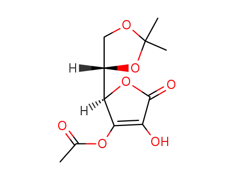 Molecular Structure of 116565-56-1 (5,6-O-Isopropylidene-3-O-acetyl-L-ascorbic acid)