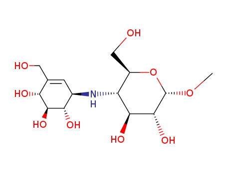 101144-24-5,6-hydroxy-methyl 1'-epiacarviosin,a-D-Glucopyranoside, methyl4-deoxy-4-[[4,5,6-trihydroxy-3-(hydroxymethyl)-2-cyclohexen-1-yl]amino]-,[1R-(1a,4b,5a,6b)]-