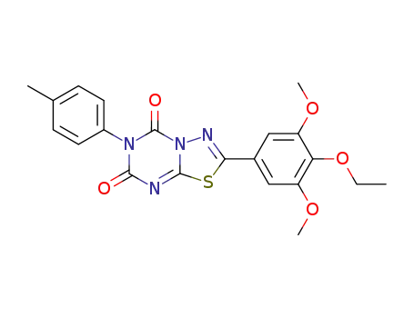 Molecular Structure of 125766-46-3 (2-(4-ethoxy-3,5-dimethoxyphenyl)-6-(4-methylphenyl)-5H-[1,3,4]thiadiazolo[3,2-a][1,3,5]triazine-5,7(6H)-dione)