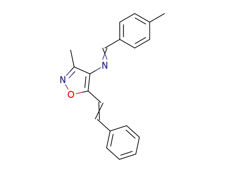 Molecular Structure of 80650-24-4 (4-Isoxazolamine,
3-methyl-N-[(4-methylphenyl)methylene]-5-(2-phenylethenyl)-)