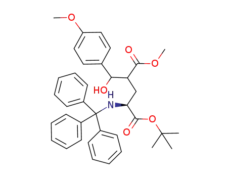 t-butyl 2-tritylamino-4-carbomethoxy-5-hydroxy-5-(4-methoxyphenyl)-(2S)-hexanoate