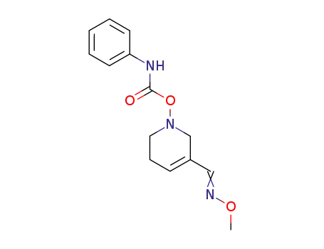 Molecular Structure of 145071-60-9 (N-[({5-[(E)-(methoxyimino)methyl]-3,6-dihydropyridin-1(2H)-yl}oxy)carbonyl]aniline)