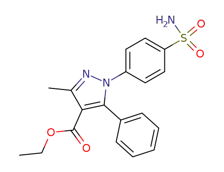 Molecular Structure of 88281-53-2 (1H-Pyrazole-4-carboxylic acid,
1-[4-(aminosulfonyl)phenyl]-3-methyl-5-phenyl-, ethyl ester)
