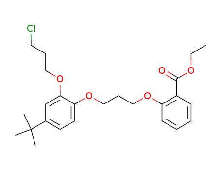 Molecular Structure of 93622-54-9 (Benzoic acid,
2-[3-[2-(3-chloropropoxy)-4-(1,1-dimethylethyl)phenoxy]propoxy]-, ethyl
ester)