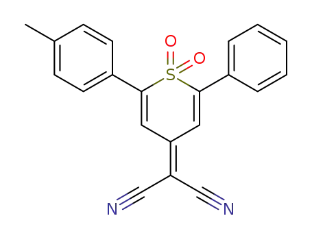 Molecular Structure of 135215-38-2 (2-(4-METHYLPHENYL)-6-PHENYL-4H-THIOPYRAN-4-YLIDENE-PROPANEDINITRIL-1,1-DIOXIDE)