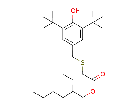 Molecular Structure of 80387-97-9 (2-ethylhexyl [[[3,5-bis(1,1-dimethylethyl)-4-hydroxyphenyl]methyl]thio]acetate)