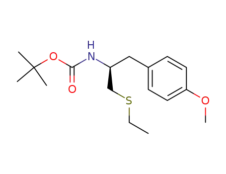 Molecular Structure of 167421-95-6 ([(S)-1-Ethylsulfanylmethyl-2-(4-methoxy-phenyl)-ethyl]-carbamic acid tert-butyl ester)