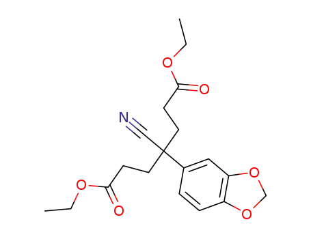 Molecular Structure of 76934-80-0 (4-Benzo[1,3]dioxol-5-yl-4-cyano-heptanedioic acid diethyl ester)