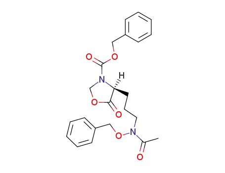 Molecular Structure of 89969-28-8 (3-Oxazolidinecarboxylic acid,
4-[3-[acetyl(phenylmethoxy)amino]propyl]-5-oxo-, phenylmethyl ester,
(S)-)